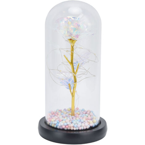 Rose Artificielle LED Multicolore avec Base Noire - Décoration pour Saint-Valentin, Anniversaire, Cadeau Romantique
