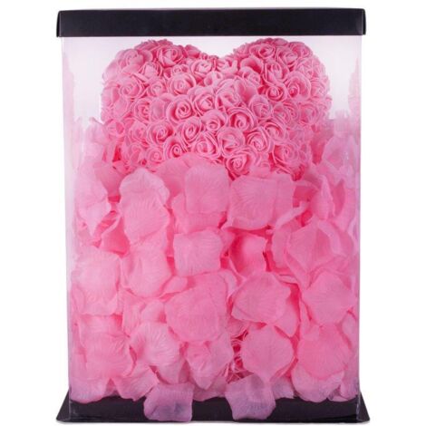 ROSE BEAR 40cm cuore rosa rosso+CONFEZIONE