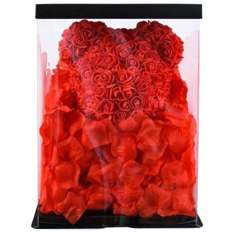 ROSE BEAR 40cm cuore rosso + CONFEZIONE E PETALI