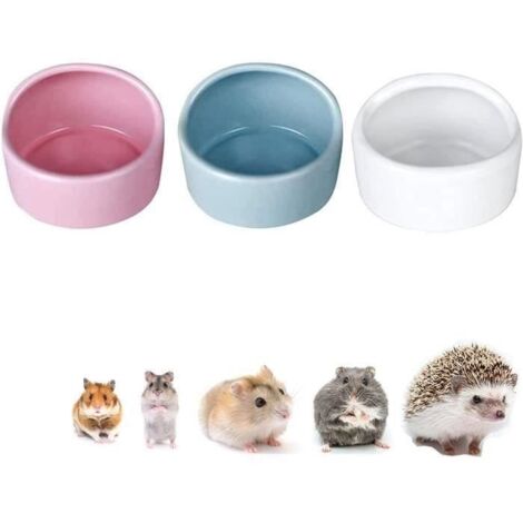(rose, bleu, blanc)Gamelles en céramique pour hamster - Anti-morsure, cochon d'Inde, harnais, gerbilles, écureuils, plumes - Bac à manger (3 PCS)