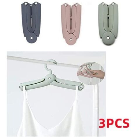 (rose, bleu gris, vert)Cintres Pliables - Non spécifié - 3 Cintres - Antidérapants - Compact - Pour Vêtements