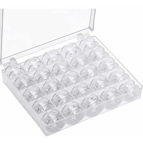 Rose-Canette Machine a Coudre,Bobines pour Machine à Coudre Canettes de Couture Universelle Bobine de Machine à Coudre en Plastique avec Boîte de Rangement (25 pièces Transparente)