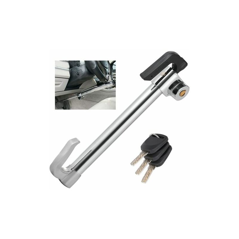 Car Steering Wheel Lock, Retractable Hook for Brake and Clutch Lock
