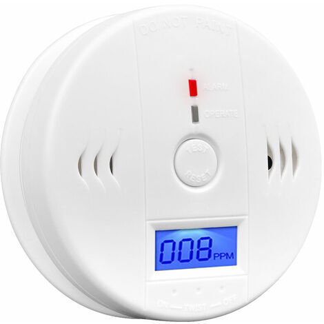 Rose-Carbon Monoxide Detector Alarm CO Detector Alarm Sensor with LCD Display Memory Function Battery Operated for House Bedroom Living Room Factory Hotel (White)