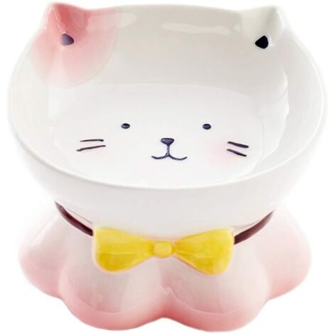 Rose Céramique Gamelle pour Chat avec Support surélevé, pour Chats et Chiens de Petite Taille