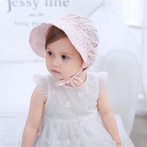 rose-chapeau De Soleil Pour Bb Fille, Large Bord Respirant, Style Princesse Avec Fleurs Illets