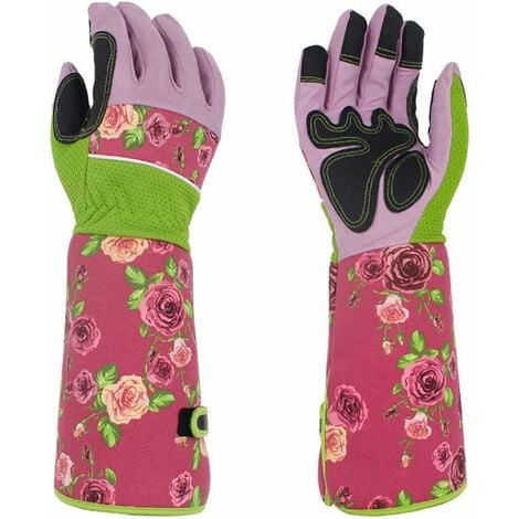 Rose coupe gants femmes gants de jardinage rose belle épine résistant gants de jardinage à manches longues toile fleur plantation gants
