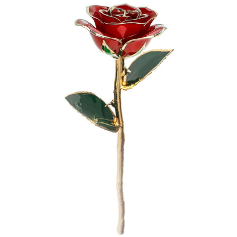 Rose en Or 24K sur Socle Rouge - Idée Cadeau Romantique pour Femme, Épouse ou Fiancée - Parfait pour Saint-Valentin, Anniversaire ou Fiançailles - Décoration de Table Élégante