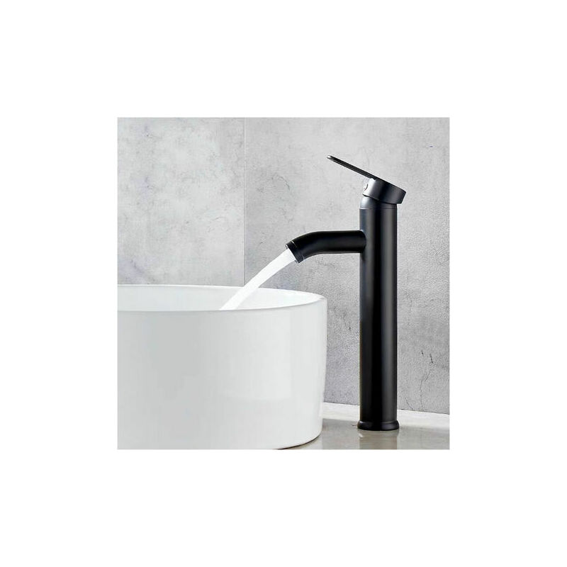 Rose-Faucet Matte Black Copper Single Handle Bathroom Sink Faucet Hot Cold Mate Basin Faucet Sleek And Retro Design Single Hole Lever Faucet Durable