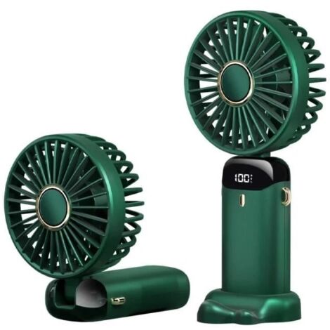 (Rose fleur de cerisier, blanc, bleu océan foncé, vert nuit foncé)Mini ventilateur de cou - RNCYN - Pliable - Charge USB - 5 vitesses - Vert