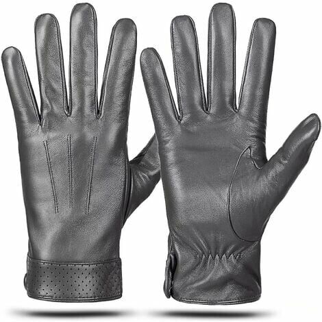 Rose-Gants Cuir Chaud Moto Peau de mouton Écran tactile Texto Cachemire Doublé