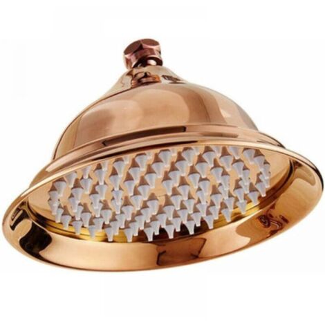 (Rose Gold) Retro Shower Head, Antique Round Rain Shower Head, Trumpet Shower Head