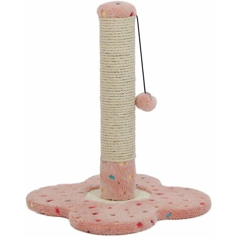 Rose - Griffoir à pilier avec base en forme de fleur en peluche douce pour chats