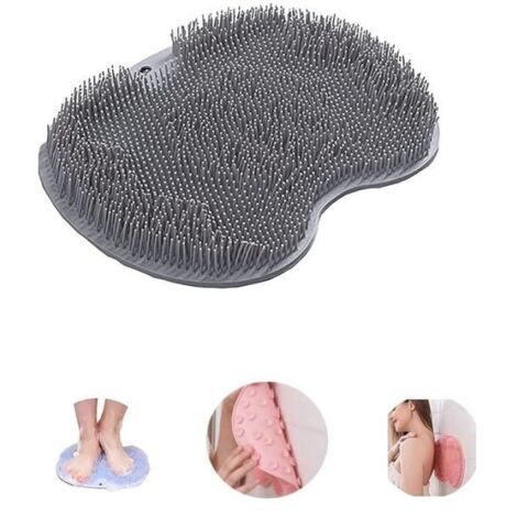 (Rose, Gris, Bleu)Brosse de massage pour pieds en silicone, tapis de bain antidérapant, tapis de bain pour soulager la douleur des pieds, Gris