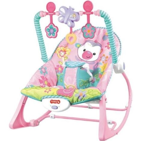(rose ii)Transat bébé Electrique Vibrant et Musical Rose + 3 Jouets Pour les bébés 0-3 ans