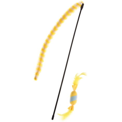Rose - Jouet pour chat queue cannette avec bonbons à l'herbe à chat et plumes 45 cm