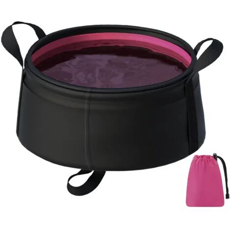 (Rose) Lavabo pliable portable 8,5 L - Bassine de voyage pliable pour le camping, la randonnée, les pieds et le visage, léger et compact