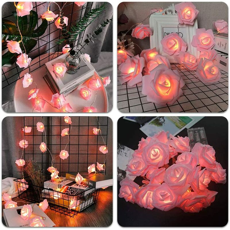 

Rose LED Rose Flower String Lights Flower Fairy String Lights 30 LED String Lights para decoración romántica Fiesta de vacaciones Boda Día de San