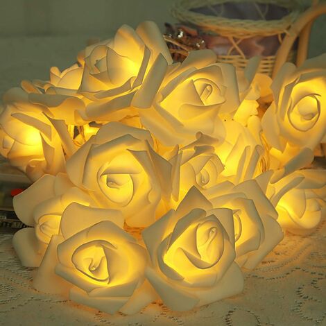 Rose Light 3M 20 LED Batteriebetriebenes Blumenlicht Dekoration Romantische Atmosphäre für Indoor Hausgarten Schlafzimmer Hochzeit Valentinstag Weihnachten Warmweiß