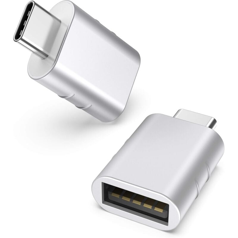 Csparkv - Argent Adaptateur usb c vers usb Pack de 2 usb c mâle vers USB3 Femelle, Adaptateur Compatible avec MacBook Pro/Air 2021 iMac iPad Mini