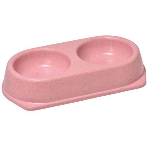 Rose - Petite gamelle double pour chiens et chats en bambou naturel avec patins en caoutchouc antidérapants