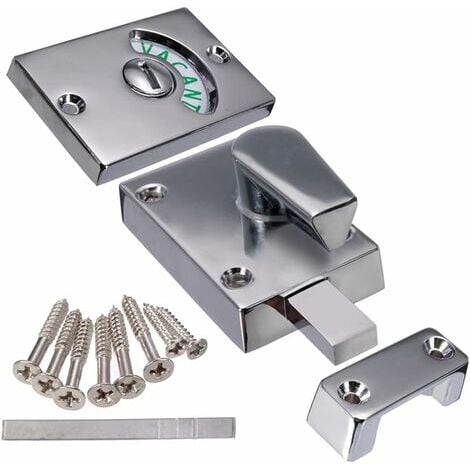 Rose-Polished Chrome Door Lock Indicator Toilet Bathroom Lock Vacant/Engaged Chrome Lock Indicates Deadbolt Privacy Partition Port Lock Latch