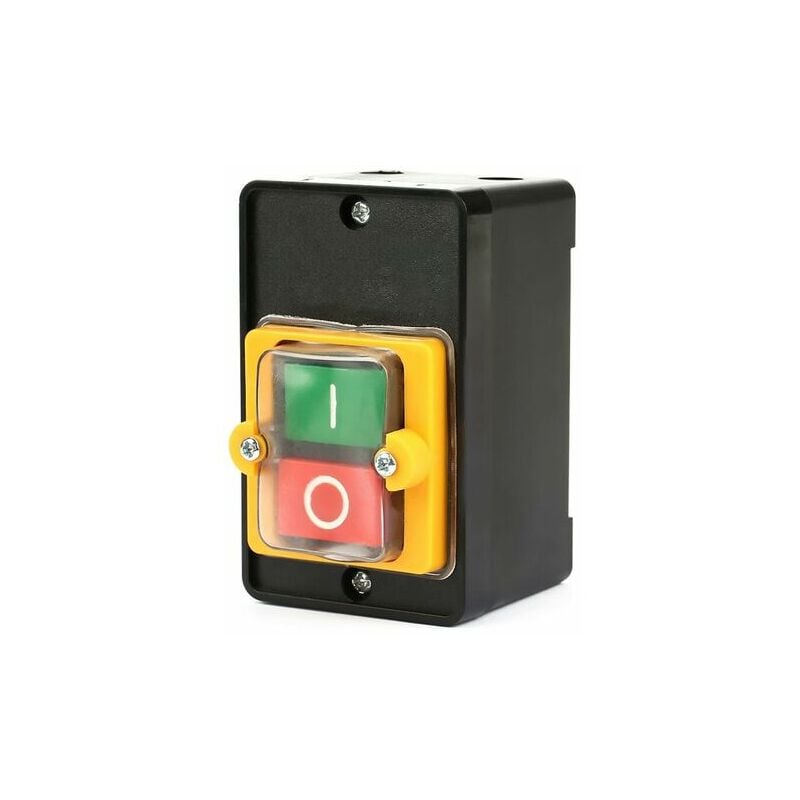 Rose - Push Button Switch, AC220V/380V 10A Single Phase/Three Phase Waterproof Power Control Button Switch, On/Off Control Button with Shell, Machine