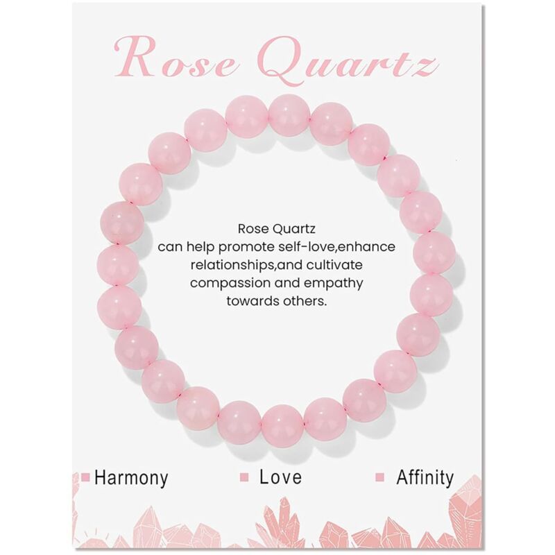 ROSE QUARTZ Bracelet, 8mm Mineral Stones, Source of Well-being, Provides LOVE, PEACE and RELATIONAL HARMONY, Women's Bracelet/Men's Bracelet