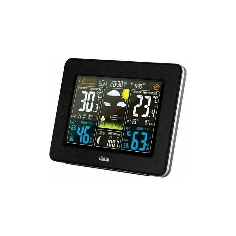 Rare Pearl Weather Station with Wireless Sensor Thermometer Hygrometer Barometer Digital Indoor Outdoor Moon Phase 9-in-1 Colorful lcd Display with