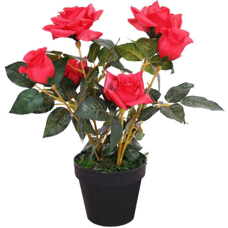 Decovego - Rose Rosier Plante Artificielle Artificiel avec Floraisons Rouge 40cm