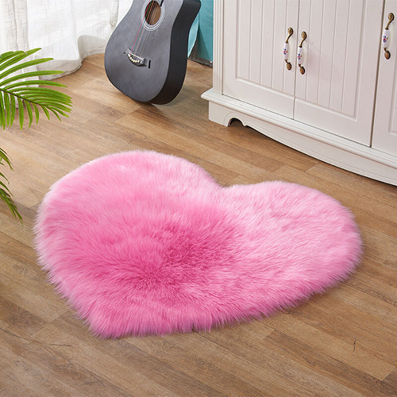 Serbia - Rose rouge coeur faux tapis doux en peau de mouton long peluche moux chambre à coucher tapis canapé décoration tapis de sol 40 × 50cm