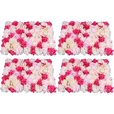 Rose Rouge Fleur Artificielle Panneaux 4 pcs Soie Fleur Mur Panneau Mur Fond De Noce Décoratif Toile De Fond 60 cm x 40 cm