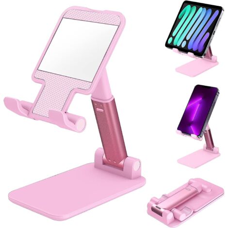 rose-support Tlphone, Support De Tablette Pliable Support De Tlphone Portable Pour Bureau Compatible Avec Samsung Ipad Mini Iphone Tous Les Smartp