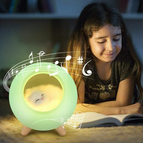 Rose-Veilleuse pour Enfants avec Haut Parleur Bluetooth PTN Lampe Table Chevet Bluetooth Haut Parleur éclairage Rechargeable USB Cat House Lampe Bureau LED Veilleuse pour Garçons Filles Hommes Femmes