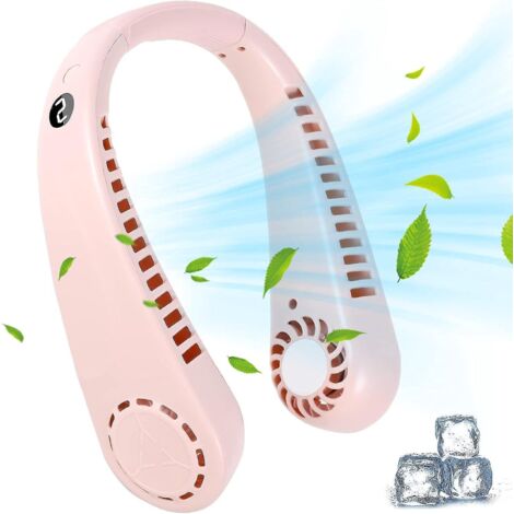 (rose) Ventilateur Portable Au Cou Ventilateur De Cou Suspendu Mini Ventilateur Portable Usb Tour De Cou Rechargeable Silencieux Avec 5 Vitesses A