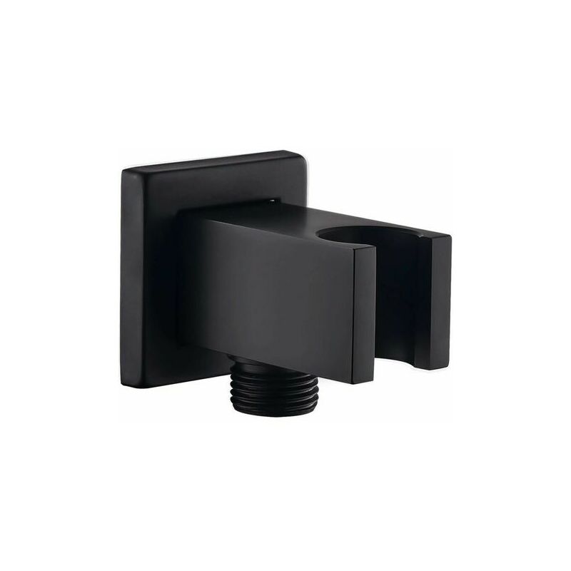 Wall Connection Elbow with Shower Bracket 1/2' Brass Square Fitting(Black) - Rose