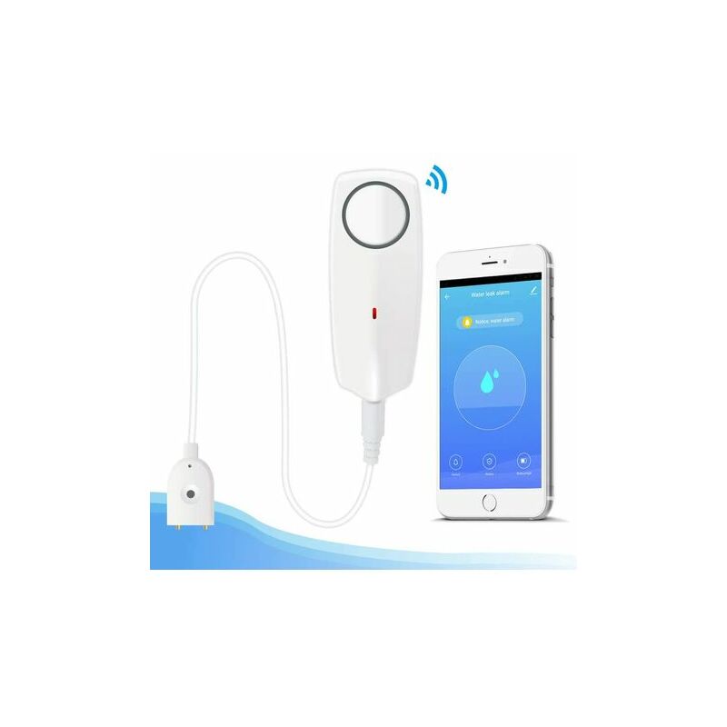 Water Leak Detector-Flood Detector Water Alarm Wireless Water Detectors with Sound and Light Alarm, Push Notifications to tuya Smartphones/Smart Life