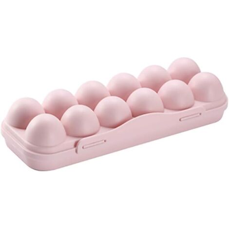 (Rose)Boîte de rangement à œufs en plastique avec couvercle pour 12 œufs, convient pour réfrigérateur, extérieur