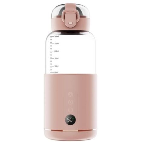 (Rose)Chauffe-biberon, Nomade Portable sans fil, température réglable, 300 ml, adapté aux voyages, extérieur, voiture, avion - Rose