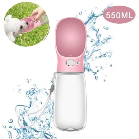 (rose)Distributeur d'eau Portable Bouteille d'eau 550ml Gourde pour Chien Chiot Chat Animaux de Compagnie Bouilloire de Voyage Extérieur