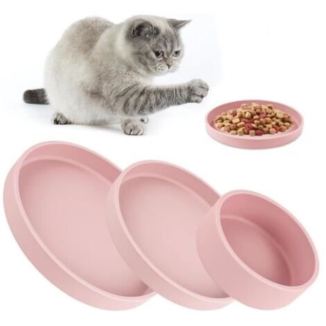 (Rose)Gamelle pour Chat - Silicone - Ovale - 3PCS - Rose - Multifonctionnelle