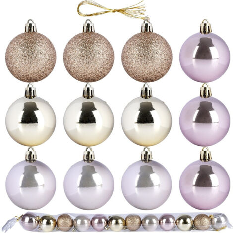 Roségoldene bruchsichere Christbaumkugeln 5 cm 12 St.