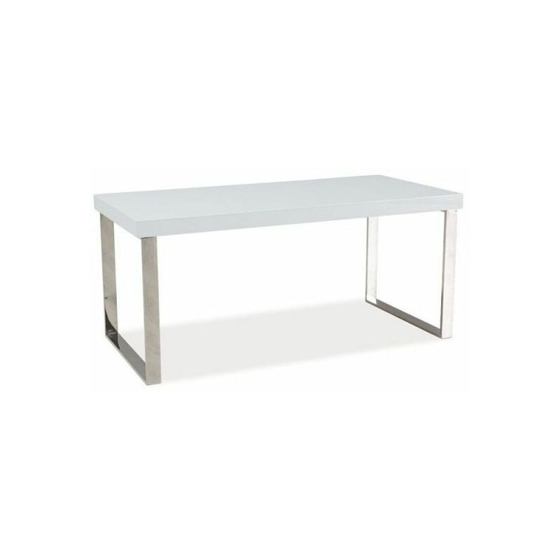 Hucoco - ROSEI - Table basse moderne de salon - 45x100x50 cm - Plateau en MDF laqué - Pieds en métal - Table à café - Blanc