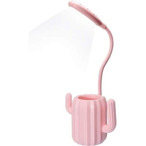(Rose)Lampe de Bureau Sans Fil, Lampe de Table Liseuse LED Tactile Luminosité Ajustable avec Pot à Crayon Bureau Décoration Cadeau - Rose