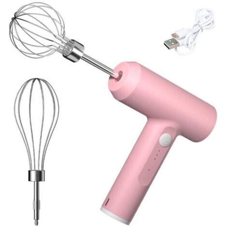 (Rose)Mousseur à Lait Électrique 3 Vitesses - USB Rechargeable - Tête Amovible - Rose
