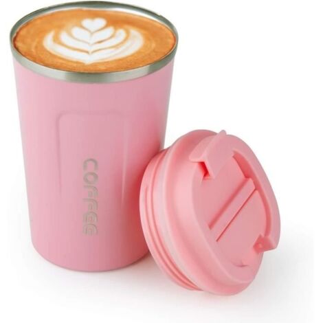 (rose)Mug isotherme - Acier inoxydable - 380 ml - Anti-fuite - Sans BPA - Rose