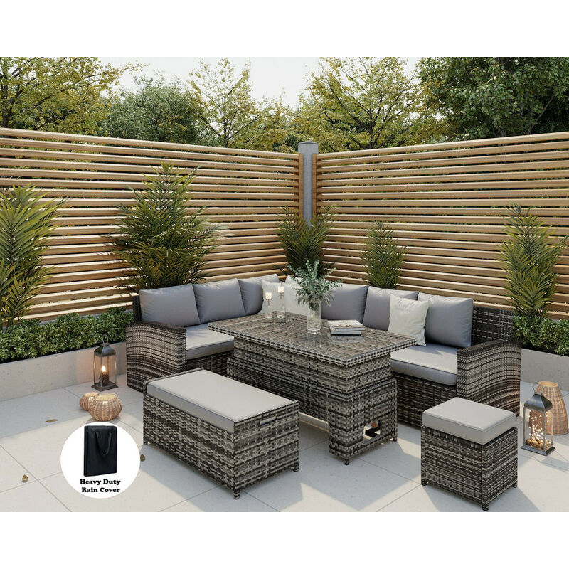 Rosen 9 Seater Rattan Outdoor Garden Furniture Corner Sofa Dining Set