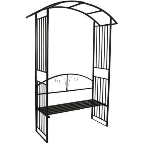Rosenbogen AVIGNON 220x155cm mit Sitzbank, Metall schwarz