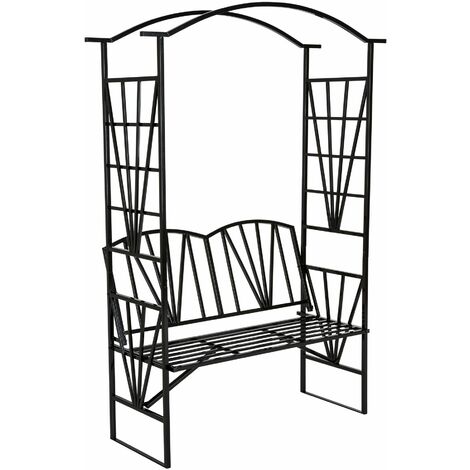 Rosenbogen mit Sitzbank 210 cm - Rankhilfe, Spalier, Rankbogen - schwarz