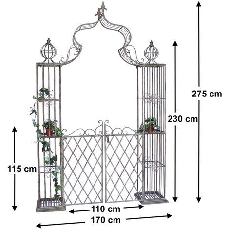 Rosenbogen Mit Tor Pforte 110241 Aus Metall Schmiedeeisen 274x172 Cm Gartentor